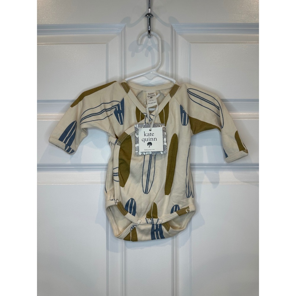 Kate Quinn Organic‎ Cotton Surfboard Kimono Bodysuit Size 0-3M NWT